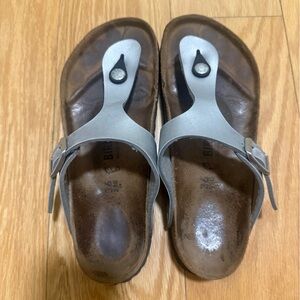 Birkenstock Silver Gizeh Sandals
